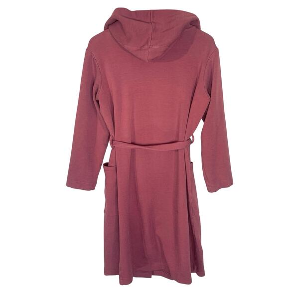 YALA Shiloh Organic Cotton Blend Sweatshirt Robe Cranberry Red S/M - Picture 4 of 4